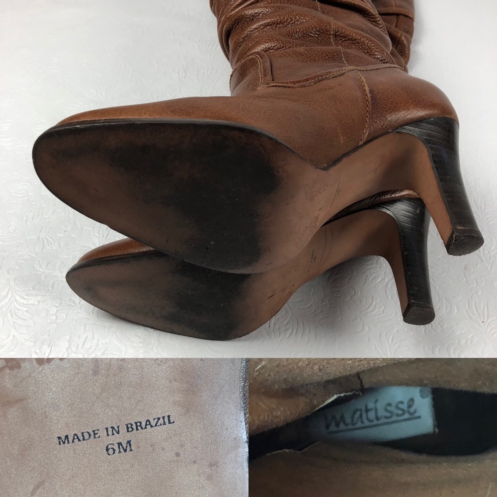 MATISSE boots 6 brown slouchy buckles knee high - Picture 5 of 8